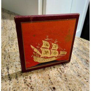 Vintage Red Ship Sea God Fish Book End. Oriental Chinese Look Nautical
